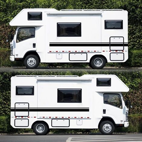 Car Two Side RV Stripes Graphics Decals Car Stickers Graphics for Caravan Travel Trailer Van Automotive Exterior (1/5)