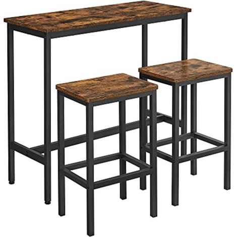Conjunto de mesa de comedor mesa de bar y sillas de bar mesa alta y taburete marco de acero estilo industrial 100 x 40 cm marrón rústico y negro 120002441 (1/2)