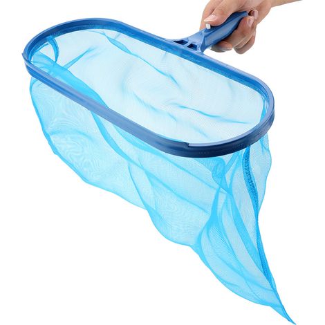 Blauer Laubkescher aus Kunststoff mit feinem Maschennetz und tiefem Beutel zur Reinigung von Schwimmbecken, Teichen und Badewannen (1/5)