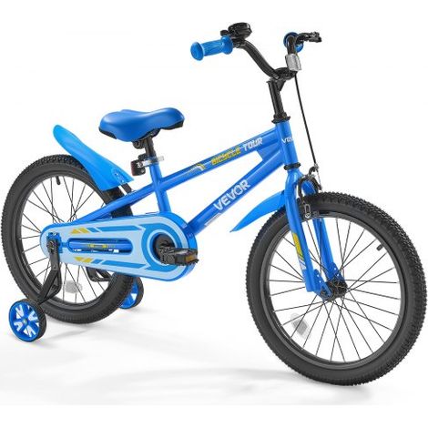 Bicicleta Infantil, Bicicleta para Niños de Estilo BMX 1210 x 500 x 780 mm con Ruedas de Entrenamiento, Altura Recomendada del Ciclista de 110 cm - 140 cm para Niños de 5 a 10 Años, Azul (1/5)