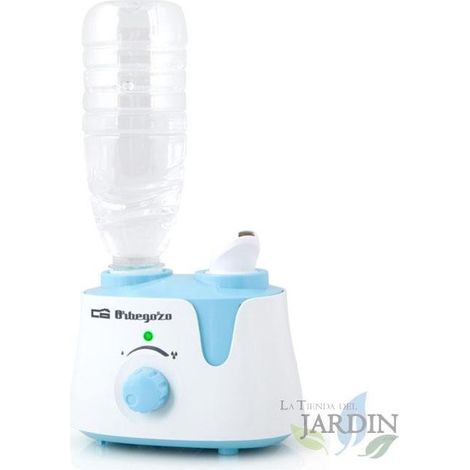 Umidificatore per bottiglie Orbegozo. Sono adatte bottiglie di plastica da 0,5 litri al massimo. Potenza 12W.