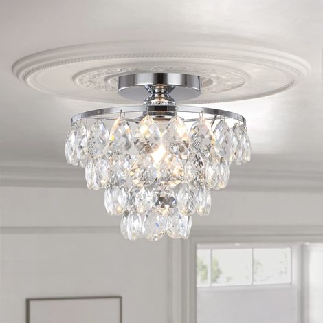 Mini plafonnier moderne verre couloir, accessoires d'éclairage plafond, lampe encastrée chambre, salon (argent) (1/4)