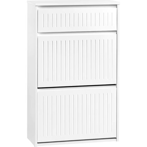 Meuble à chaussures à 2 abattants, meuble étroit, 4 niveaux de rangement (1/5)