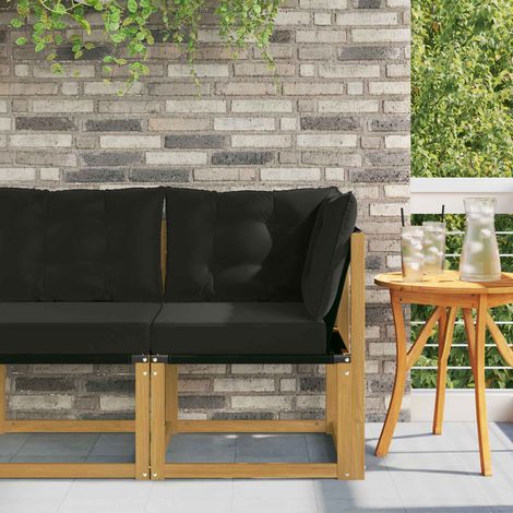 vidaXL Outdoor Corner Sofa Solid Acacia Wood and Textilene Fabric