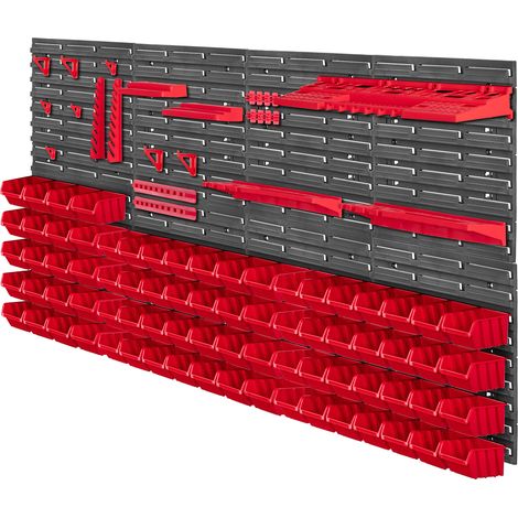 KADAX Werkstattwandregal, Wandplatten, 156 x 78 cm, Rot, 101 tlg.