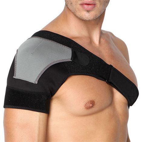 Attelle d'épaule réglable résistante à l'usure et à la chaleur, enveloppe pour sport et exercice, noir et gris, épaule droite, taille unique (1/5)