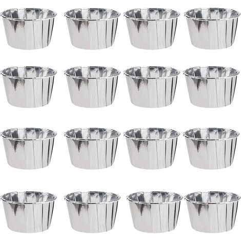 50 Pièces Moules de Cuisson en Papier d'aluminium, Caissettes Cupcakes, Moulle Mini Cupcakes, caissettes pour Cupcakes et Muffins pour Les Mariages, fêtes et Autres Célébrations à thème (Argent)-Fei Y (1/5)