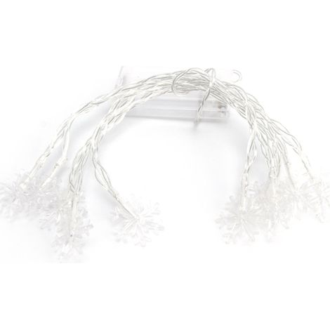 guirnalda de luces con forma de copo de nieve, 40 LED, 6,1 m, funciona con pilas, para interior/exterior (1/5)