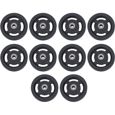 Lot de 10 poulies à roulement universel en nylon noir résistant à l'abrasion pour appareils de musculation et machines à câbles.