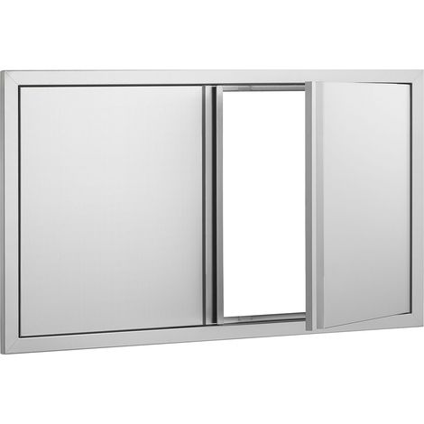 Porte d'accès BBQ 914x534 mm, acier inoxydable, encastrable, poignées intégrées, pour îlot de cuisson et station grill extérieure. (1/5)