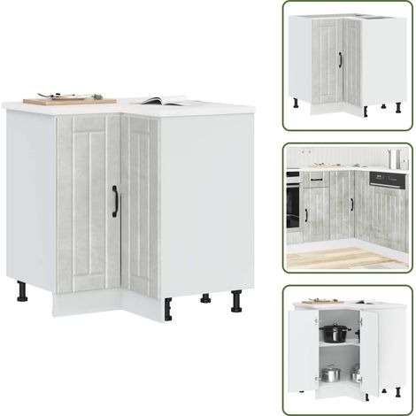 Armadio cucina - vidaXL Mobile Base ad Angolo Cucina Lucca Grigio Cemento in Truciolato - Armadietto angolare