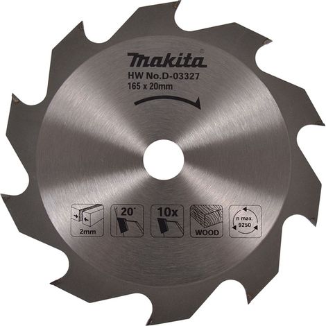 Makita D-03327 Hoja De Sierra Circular Estándar TCT 165x20mm 10T Madera