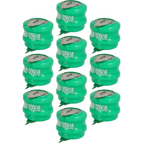 vhbw 10x NiMH Ersatz Knopfzellen-Akku Typ V80H 2-Pins 80mAh 2,4V kompatibel mit Modellbau-Akkus, Solar-Leuchten uvm. (1/4)