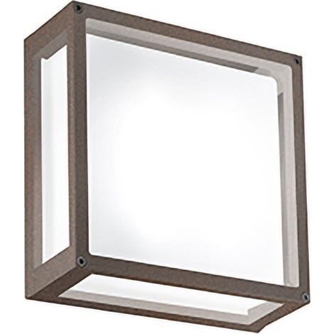 Home Lampada da Parete e Soffitto LED 20W 2926 Lumen IP54 in Alluminio Verniciato Corten Quadrata 25x25 cm per Interni ed Esterni Design Moderno