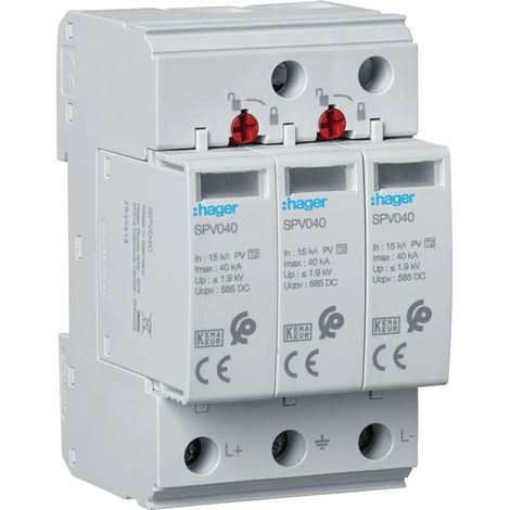 Parafoudre T2 3P 40kA photovoltaïque - HAGER SPV340