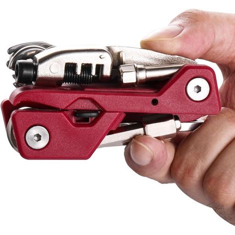 Outil multifonction portable 21 en 1 pour vélo avec étui de rangement : kit de réparation complet avec clé Allen, dérive-chaîne et clé à rayons. (1/5)