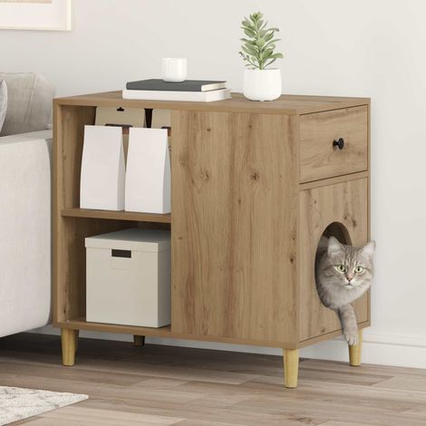 Cat House Artisian Oak 72 x 42.5 x 70 cm Engineered Wood vidaXL (1/5)