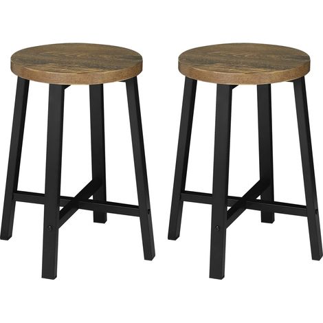Set de 2 taburetes de cocina industriales de madera y metal 29,5 x 29,5 x 46 cm MODENUIT (1/5)