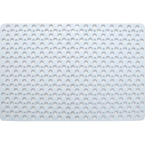 Alfombrilla de ducha antideslizante antibacteriana, 43 x 75 cm, resistente al moho y lavable a máquina, para ducha o bañera, blanca con orificios redondos. (1/5)