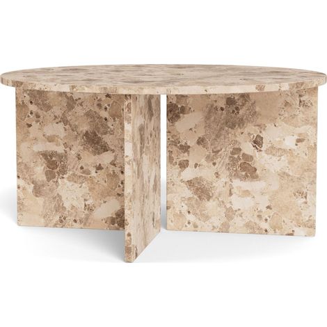 Mesa de centro Norsica 952, De color marrón claro, 42x0x0cm, Diámetro: 90, Mármol, Redonda
