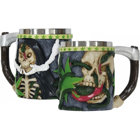 Tazza con serpente e teschio in resina. Tole10