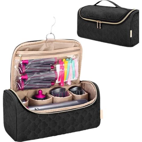 Sac de rangement noir pour sèche-cheveux Dyson Airwrap, étui de voyage protecteur, housse de transport pour accessoires coiffants, pochette organiseur portable, mallette légère et résistante (1/5)