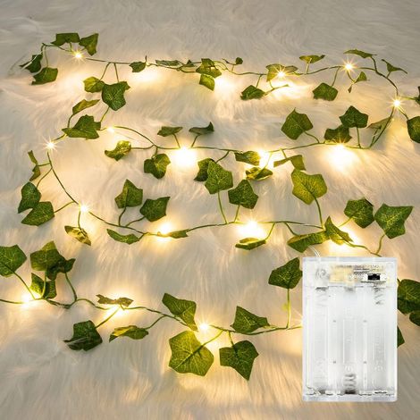 Guirlande lumineuse de lierre artificiel avec 20 LED, 2 m, pour la décoration intérieure de mariages, bureaux et fêtes. (1/5)