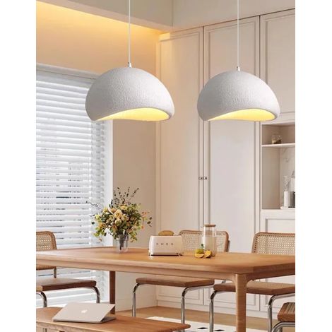 2pcs Moderne Suspension Luminaire Industriel 50cm Vintage Lustre Plafonnier Ciment Design Edison pour Salon Chambre,Blanc (1/5)