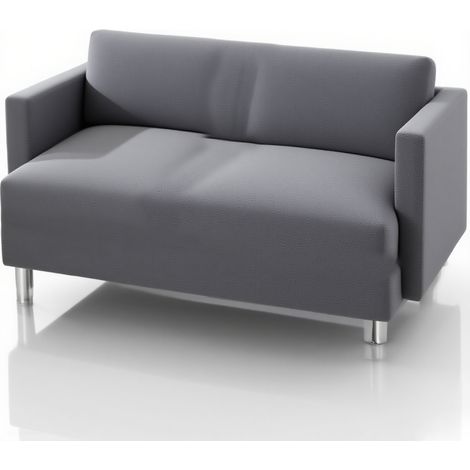 Housse de canapé élastique universelle tout compris, housse intégrale d'angle en cuir, (2 places, 145-185 cm, gris foncé) (1/5)