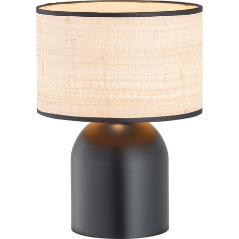 Lampe de chevet noire abat-jour crème E27 15W Emibig (1/5)