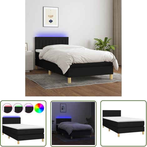 The Living Store Boxspringbett mit Matratze & LED Schwarz 80x200 cm Stoff - Boxspringbett - Doppelbett - Schlafsofa - Lattenrost - Bettrahmen (1/5)