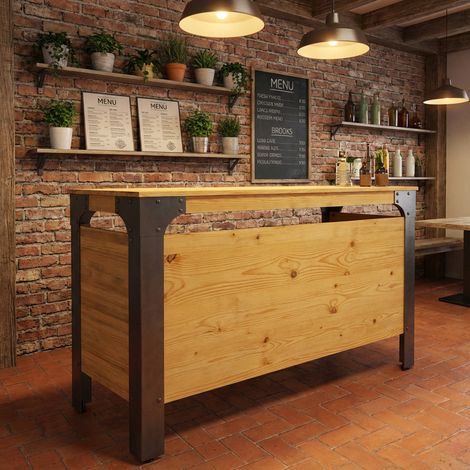 Mostrador Boston Industrial 110x50x108cm Madera Pino Natural Negro (1/3)