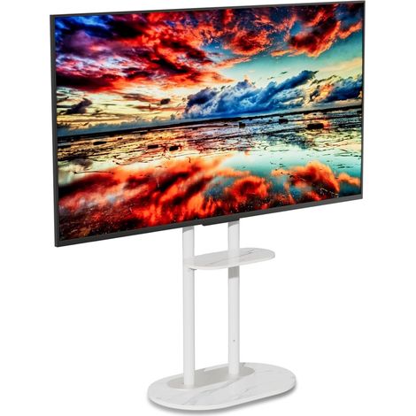Supporto TV da Pavimento Bianco per 40-75 Pollici (1/5)