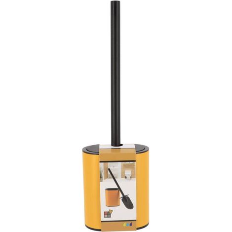 Flache toilettenbürste aus silikon und metallhalter - schwarzes ocker - Tendance