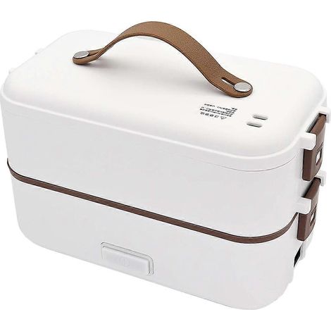 Boîte à lunch électrique autocuiseur, chauffe-plats portable, mini cuiseur à riz 2 compartiments 800 ml, idéale pour la maison et le bureau (UE) (1/5)