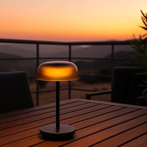 Lámpara Mesa LED Solar Regulable 3.3W Negra – Táctil, USB, Interior y Exterior (1/4)