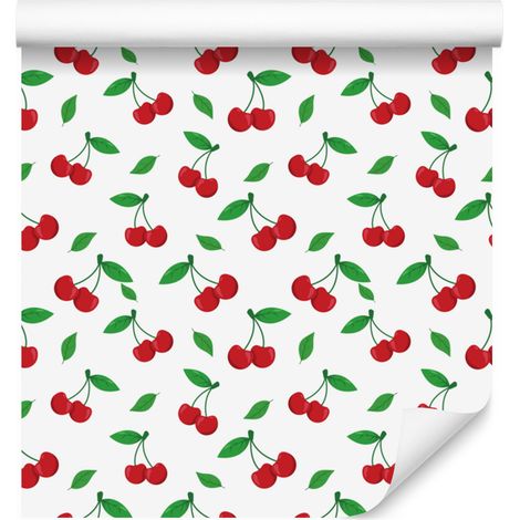 Carta da parati color ciliegio, bianco e corallo per soggiorno e camera da letto, 50x1000 cm (1/4)