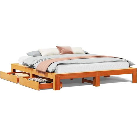 Maison Exclusive - Cama sin colchón madera maciza de pino marrón (1/5)