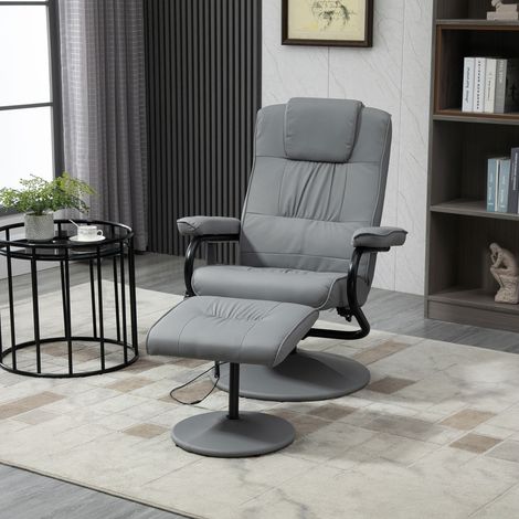 Sillón de Masaje Eléctrico con Reposapiés Sillón Relax Reclinable con Control Remoto y 10 Puntos de Masaje Gris (1/5)