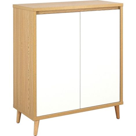 Buffet petit modèle 2 portes Pier blanc crème / effet bois (1/5)