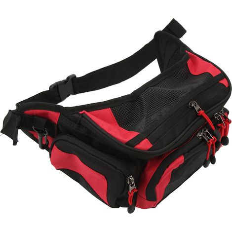 Sac banane de moto Oxford réglable, grande capacité, pour la course tout-terrain, rouge. (1/5)