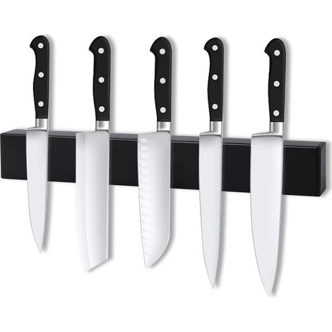 Porte Couteau, 30cm Barre Magnétique Porte-couteau Noir Magnétique Sans Perçage Inox Porte Couteaux Aimanté, Aimant Couteau Mural Support pour Couteaux de Cuisine (1/5)
