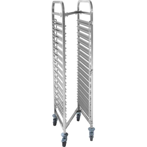 Carrello in acciaio per il trasporto di contenitori e vassoi GN 15 x GN1/1 (1/2)
