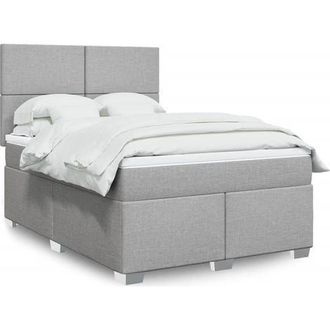 Boxspringbett mit Matratze Hellgrau 140x190 cm Stoff