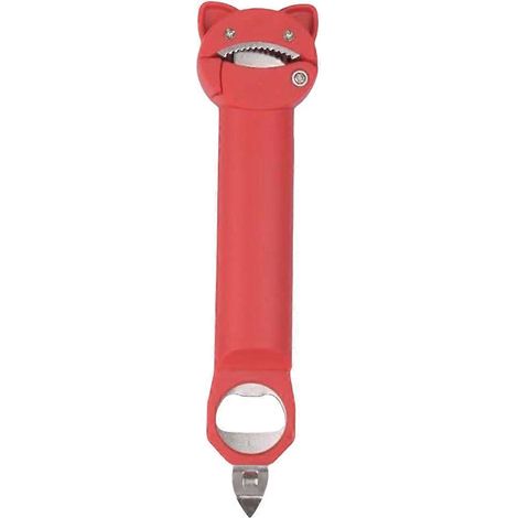 Ouvre-boîte magnétique, ouvre-bouteille télescopique, ouvre-capsule multifonction, visseuse de bouchons manuelle antidérapante, rouge (1/5)