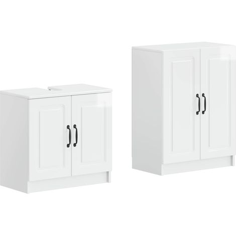2-teiliges Badezimmer Schrank Set UTRECHT Hochglanz Weiß vidaXL (1/5)
