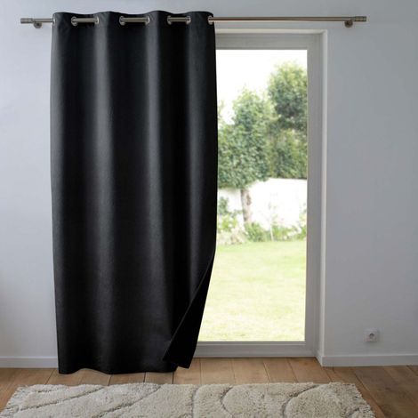 Rideau Occultant Velours "Shadow" 140x260cm Noir (1/5)