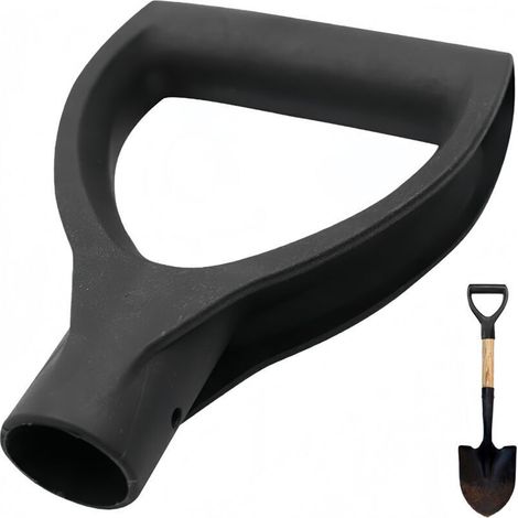 Manche en plastique en forme de D pour outils de creusement et de ratissage, noir, (1/3)