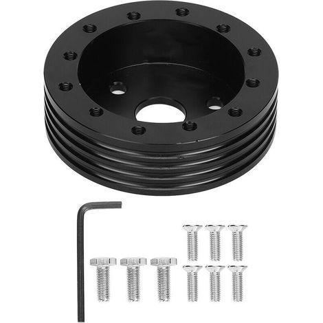 Entretoise de moyeu de volant en aluminium 1 pouce pour 5 roues à 6 trous vers adaptateur 3 trous (noir) (1/4)