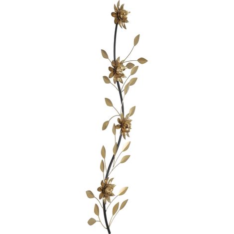 EGLO LIVING Wanddeko Chikuma, elegantes 3D Wandbild im Blatt-Design, Wandobjekt aus Metall in Messing und Schwarz, Wand Deko für Wohnzimmer und Schlafzimmer, Wanddekoration 30 x 98,5 cm (1/5)